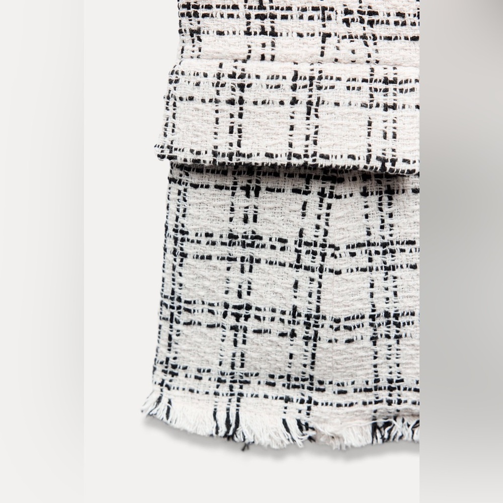 ZARA Plaid Double Breasted Sleeveless Waist Coat with Jewel Button Sz Small NEW - Picture 4 of 4